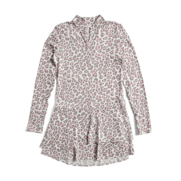 ELLABELLE leopard Made In Usa Upf 50 Lala Long Sleeve Mini Dress - Picture 1 of 2